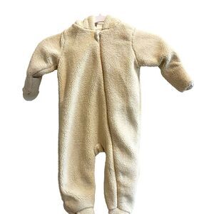 Petite Maison x Nono Baby Beige Coverall Jumpsuit 9M Hooded Sherpa Winter Snow